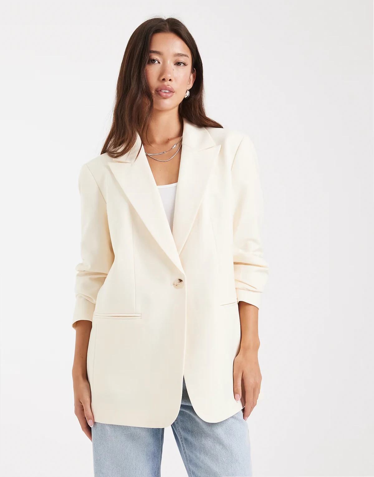 – Relaxed Fit Blazer in Cremeweiß