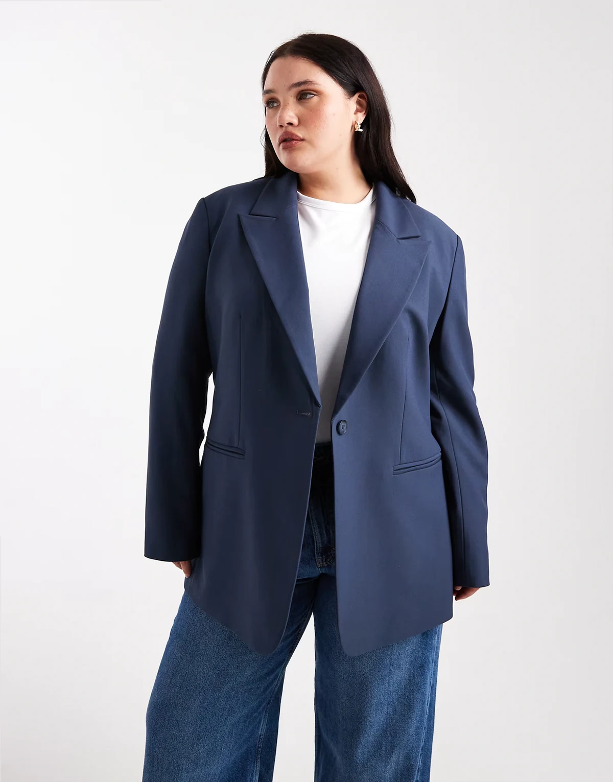 Curve – Locker geschnittener Blazer in Marineblau