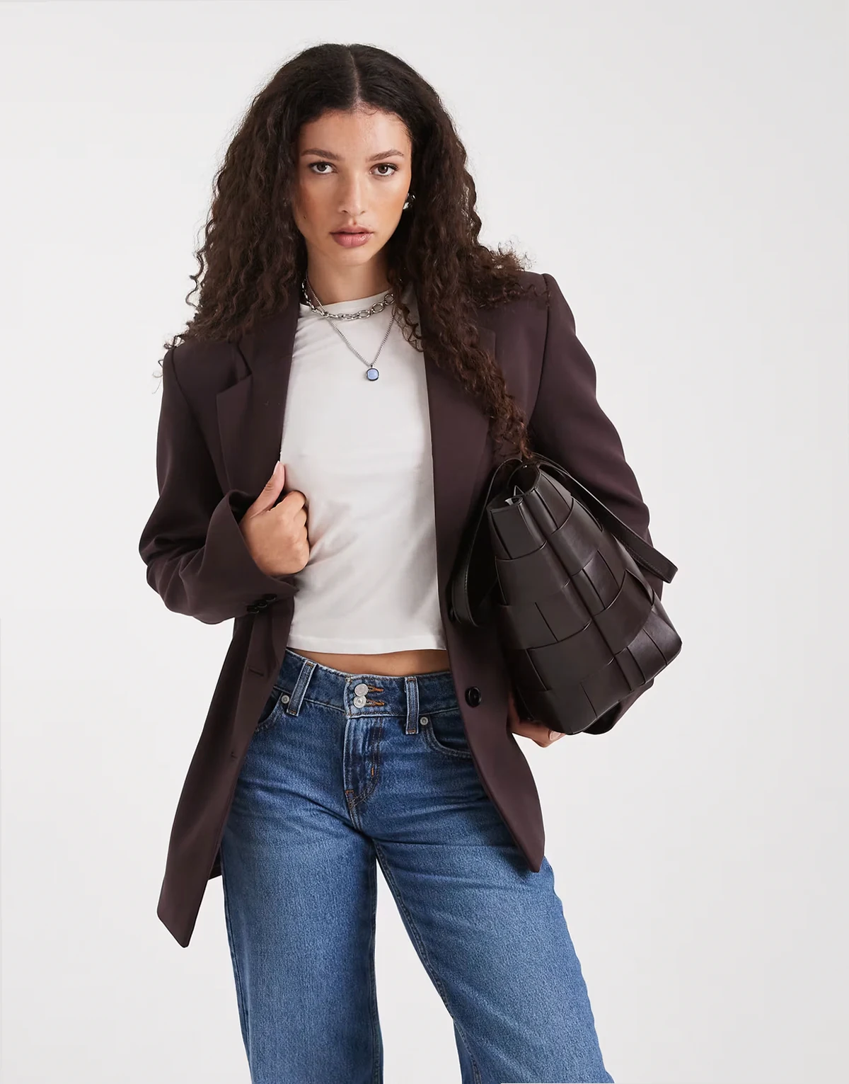 – Eleganter Grandad-Blazer in Schokobraun