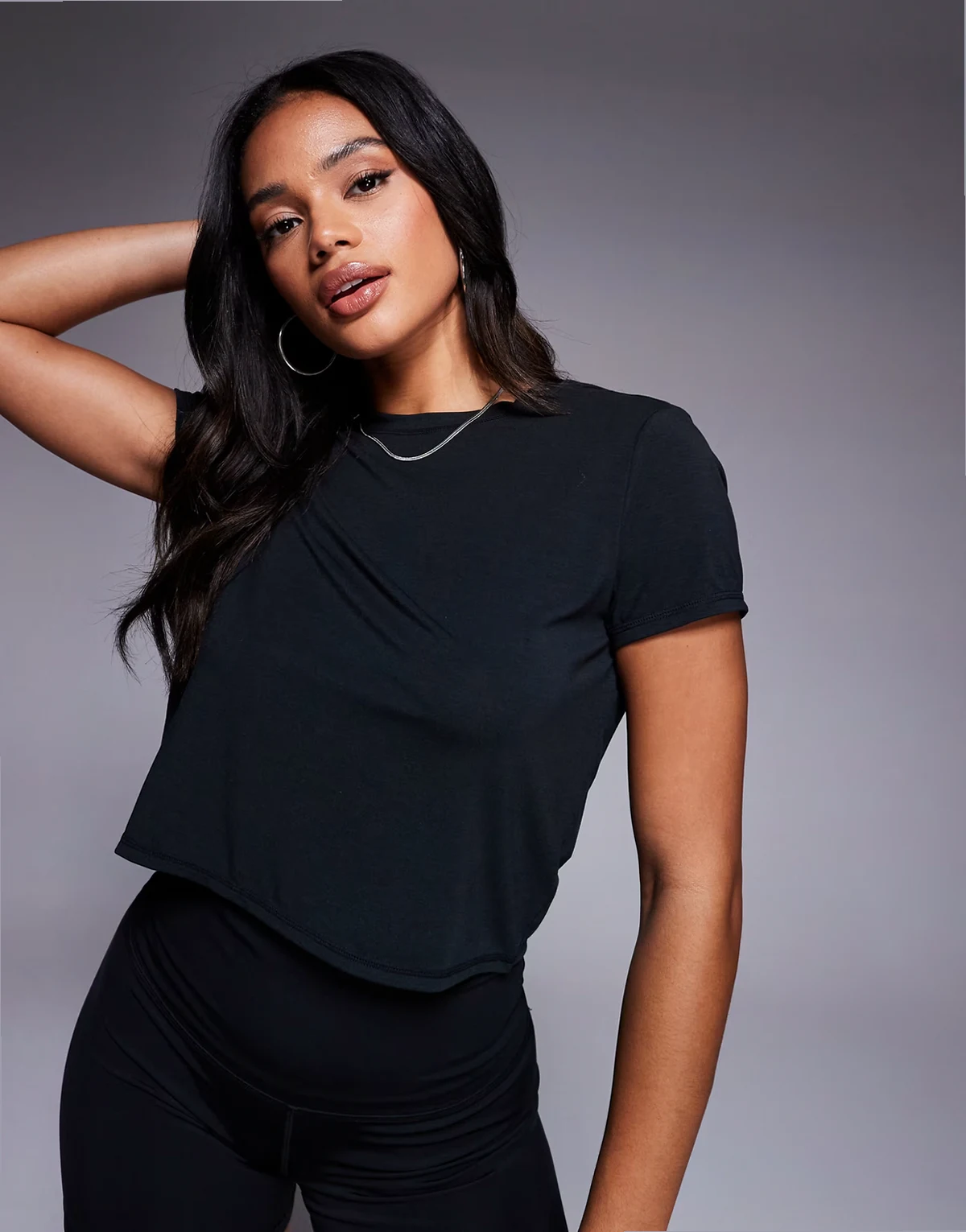 quick dry performance jersey boxy fit t-shirt in black