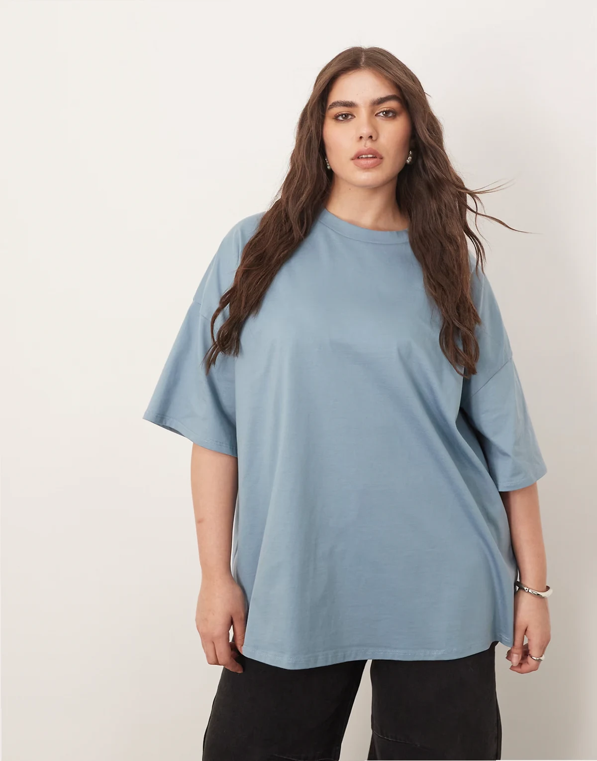 Curve oversized premium heavyweight T-shirt in washed blue