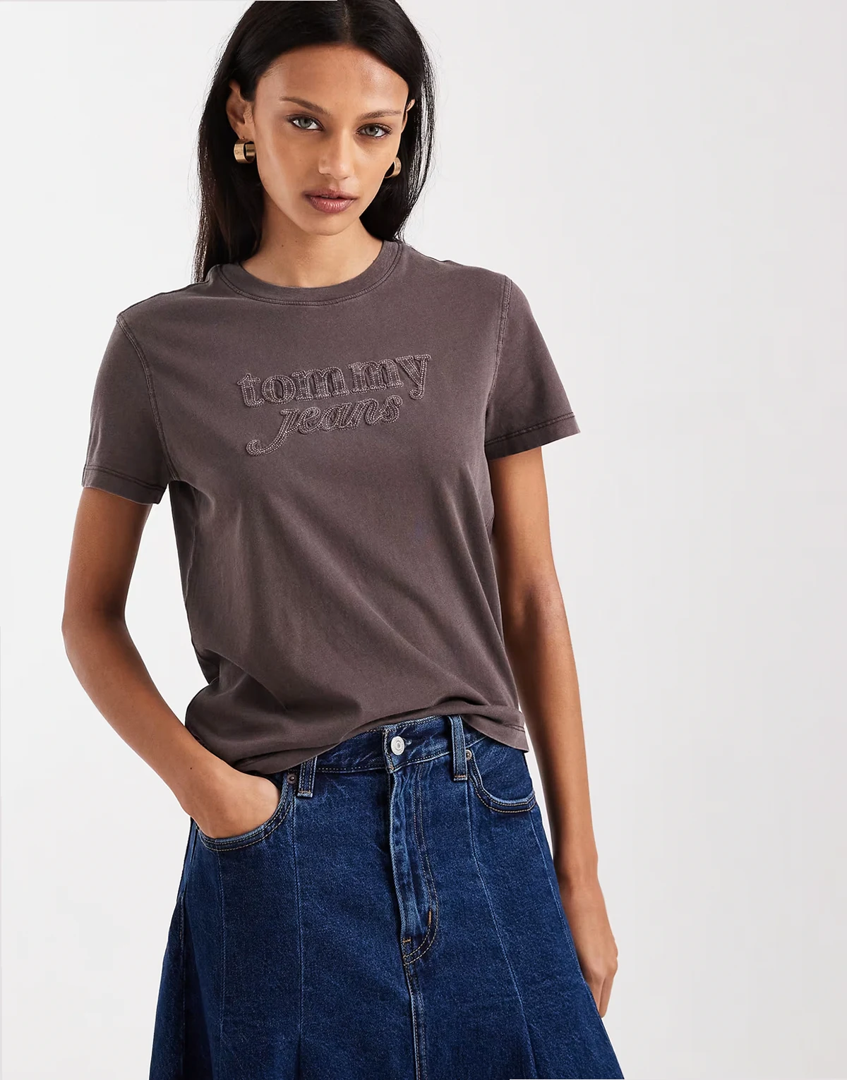 – Sprany brązowy T-shirt z bladym logo