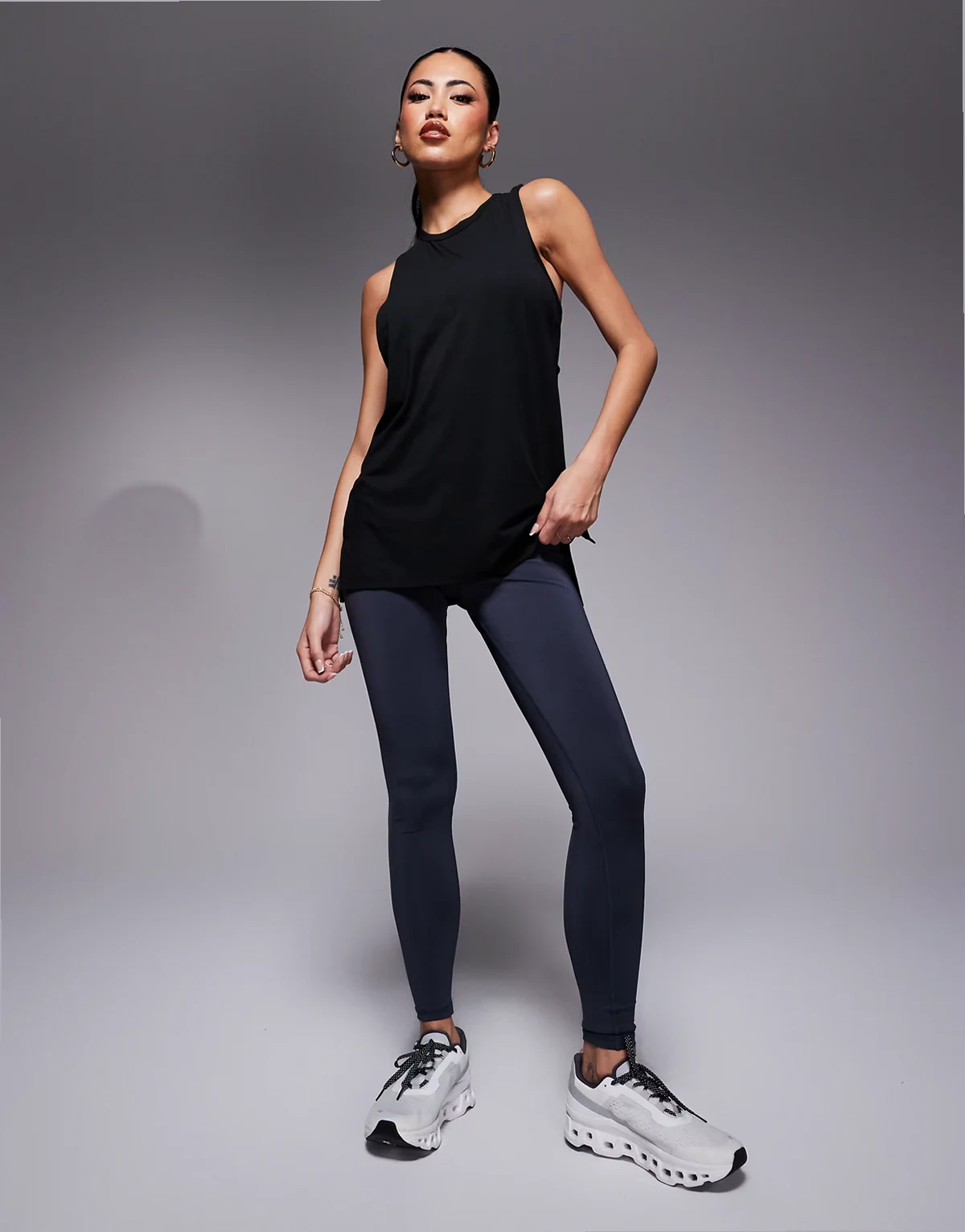 quick dry performance jersey dropped armholes tank top in black