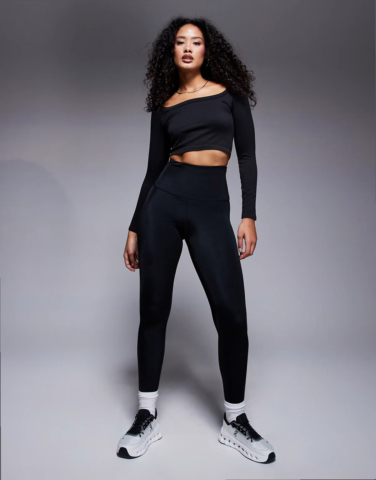 Hourglass Icon active bum sculpt high waist gym leggings with inner pocket in black high shine