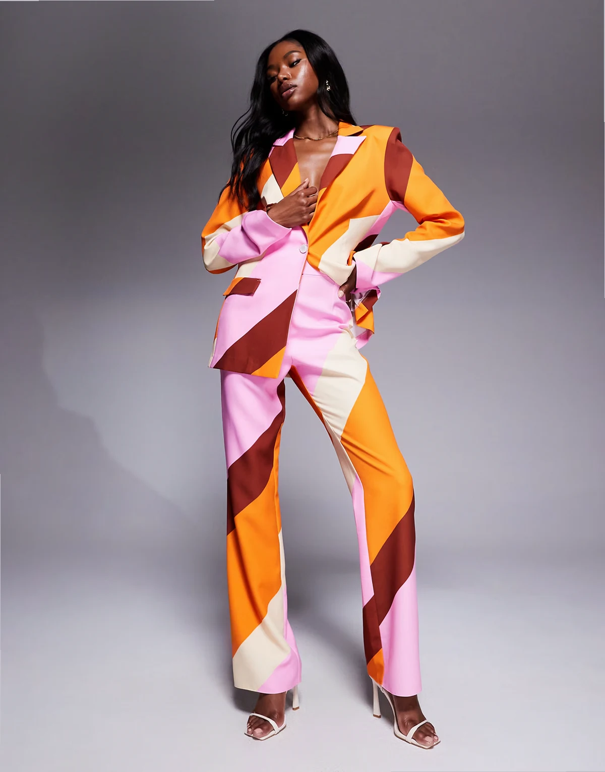 – Elegante Anzughose in Rosa mit Streifenmuster, Kombiteil