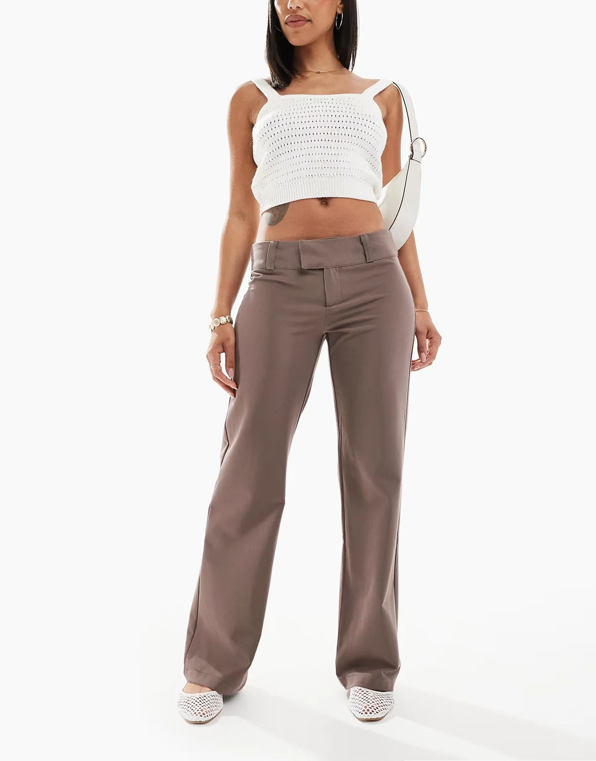 Lola low rise suiting pants in mink brown