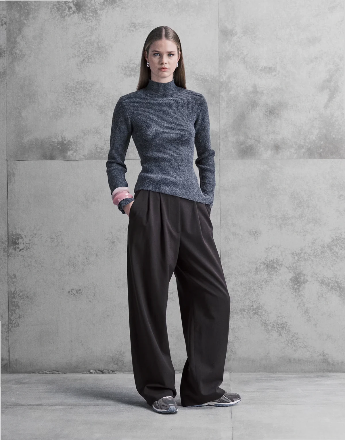 – Elegante Ballonhose aus Wollmix in Schokoladenbraun