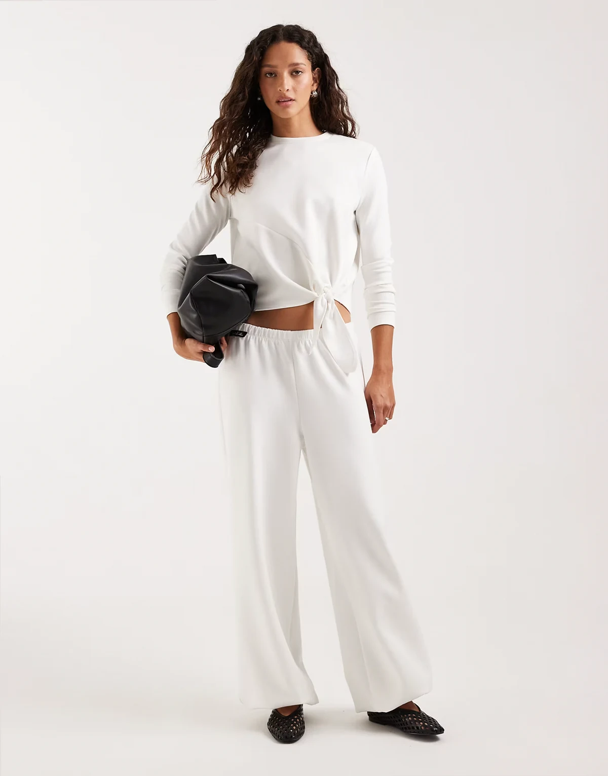 modal balloon leg pants in white - part of a set
