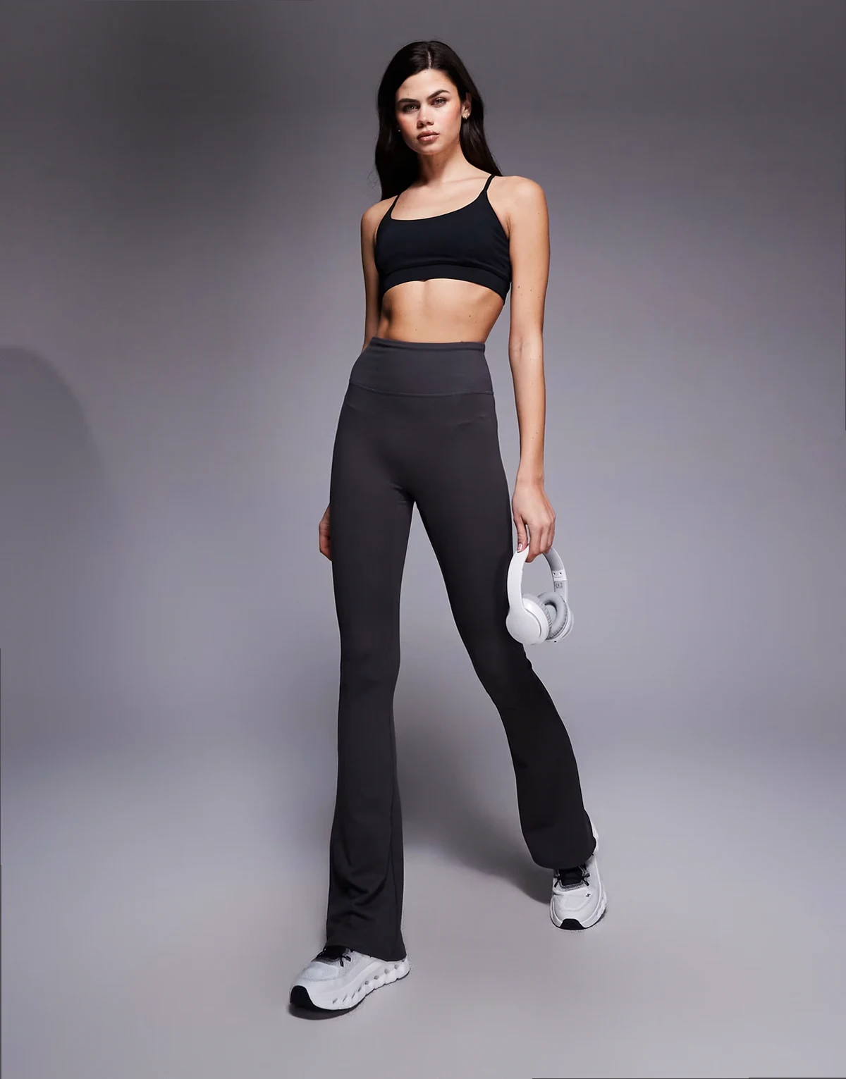 Icon soft touch high waist slim kick yoga leggings in granite