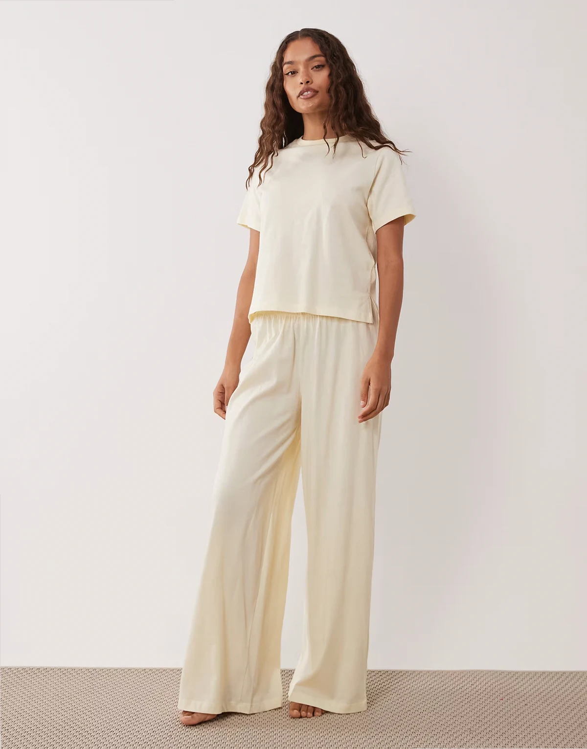 ASOS DESIGN Petite mix & match cotton pajama pants in buttermilk