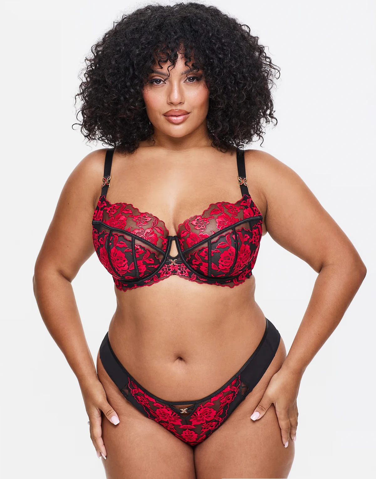 Fuller Bust Endless Attraction non padded plunge bra in red/black