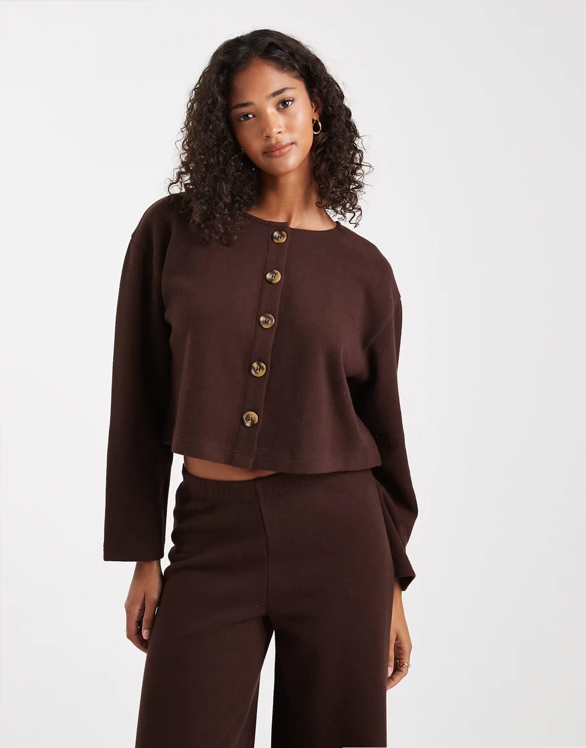 super soft cardigan in chocolate - part of a set