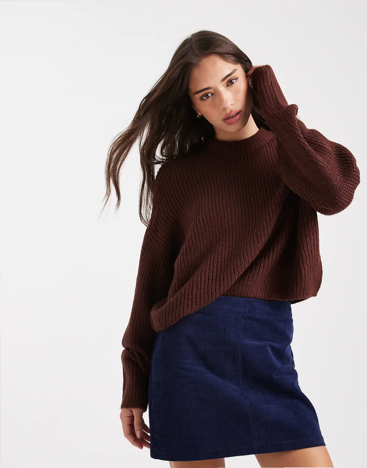 – Lässiger Strickpullover in Schokobraun