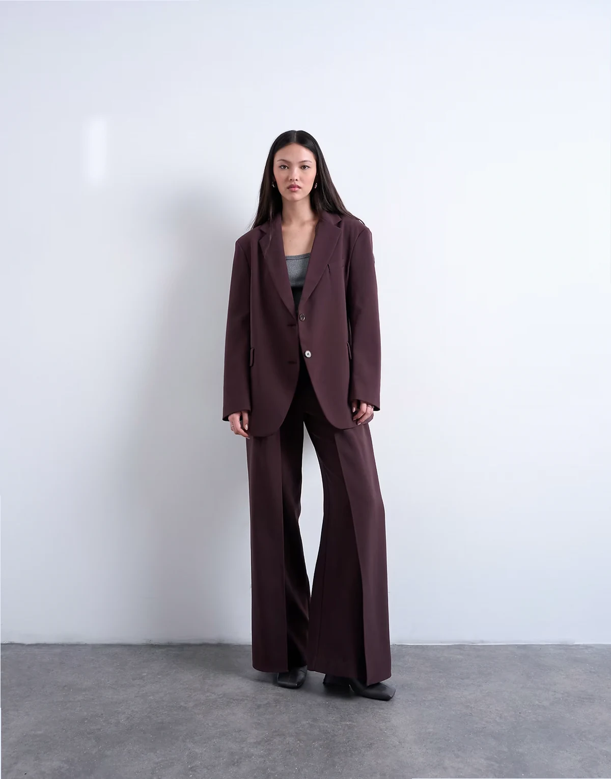 – Lässiger Blazer in Schoko-Pflaume mit betonter Taille, Kombiteil