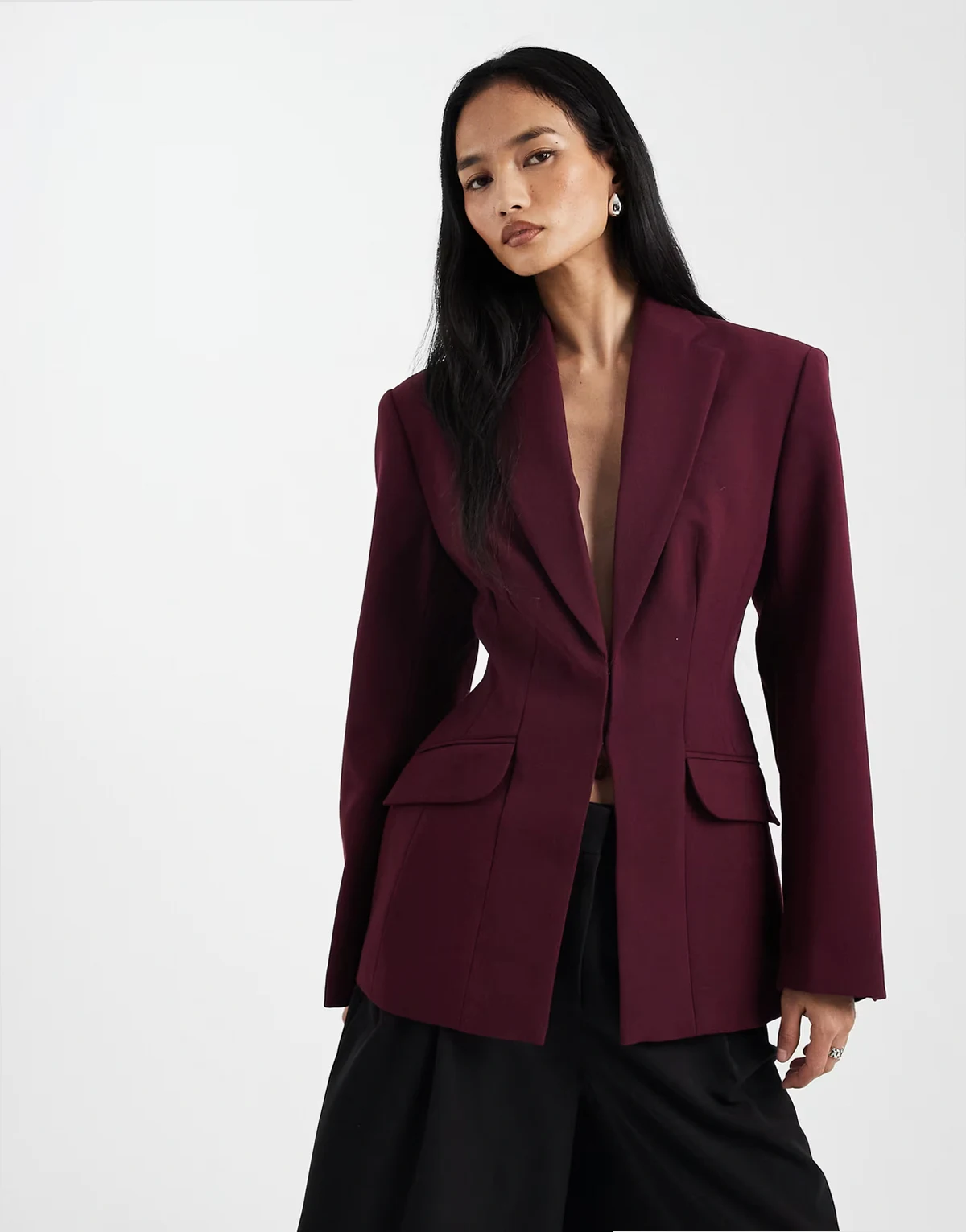 ultimate sculpted suit blazer in plum