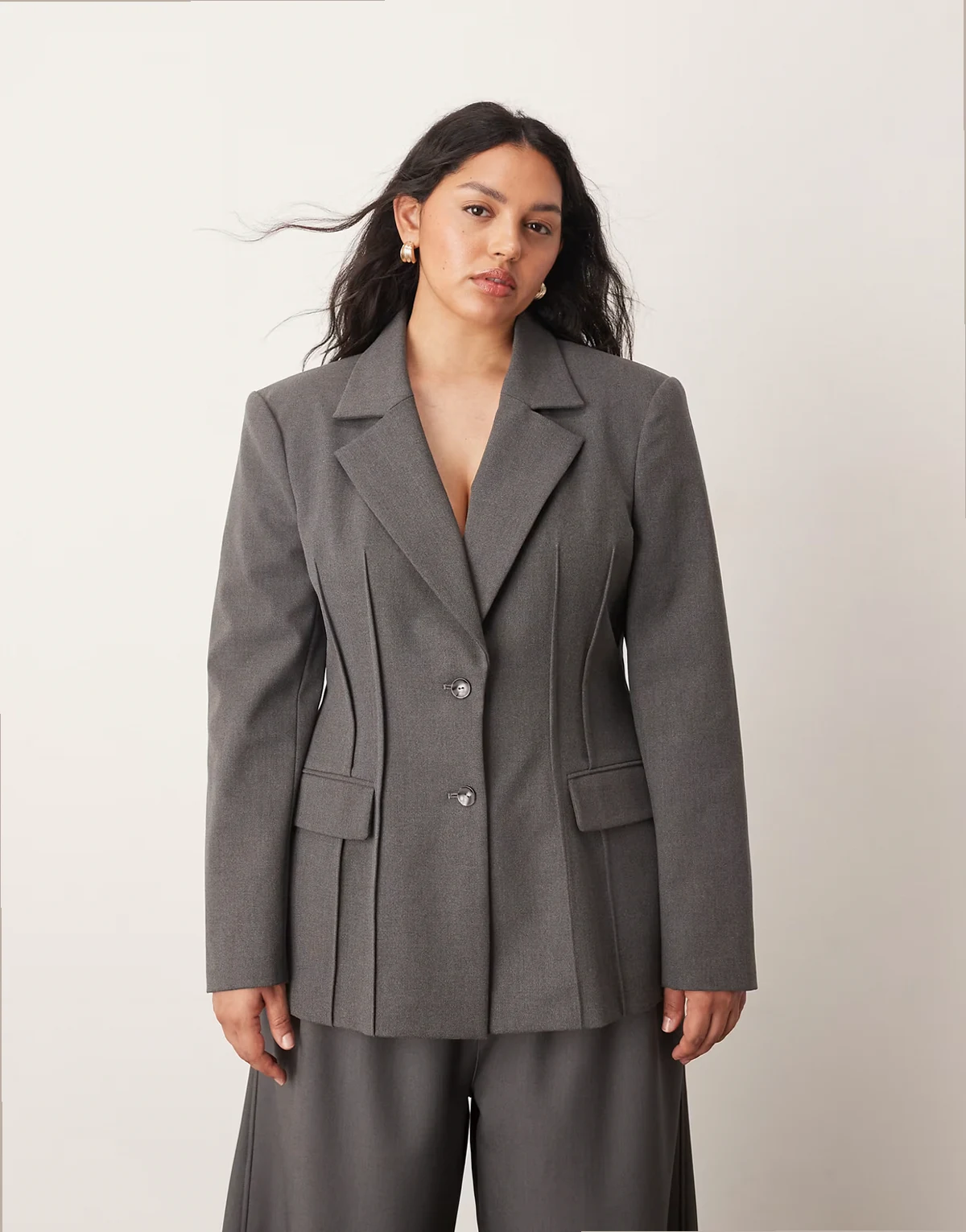 Curve premium sculpted blazer in gray heather