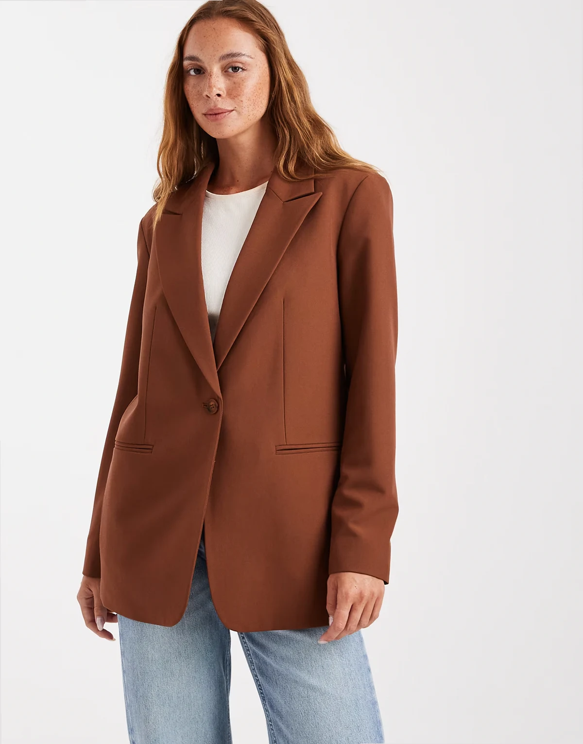 – Eleganter Relaxed Fit Blazer in Braun