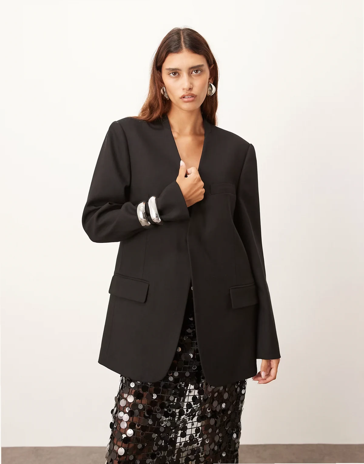 ultimate collarless blazer in black