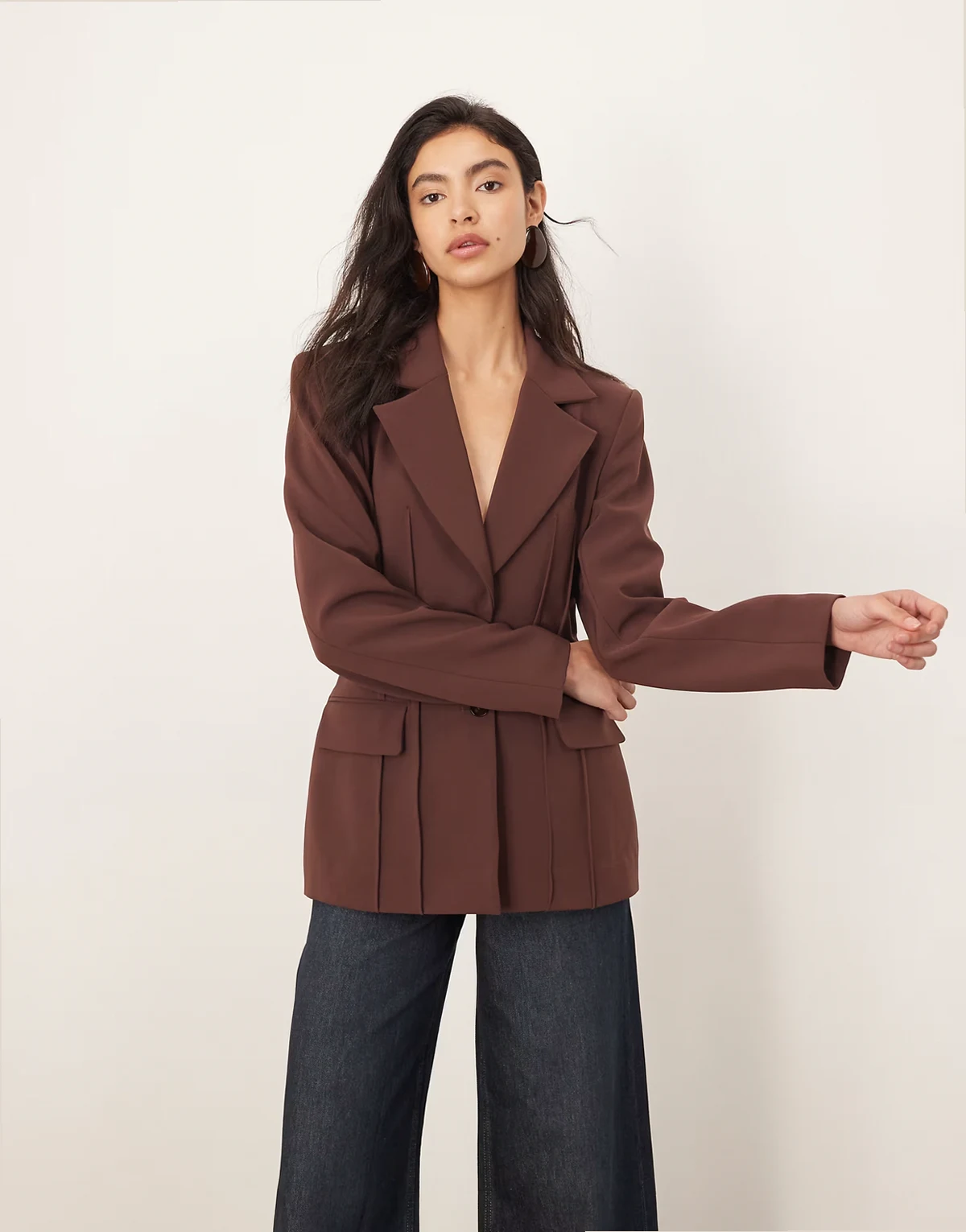 premium sculpted blazer in chocolate