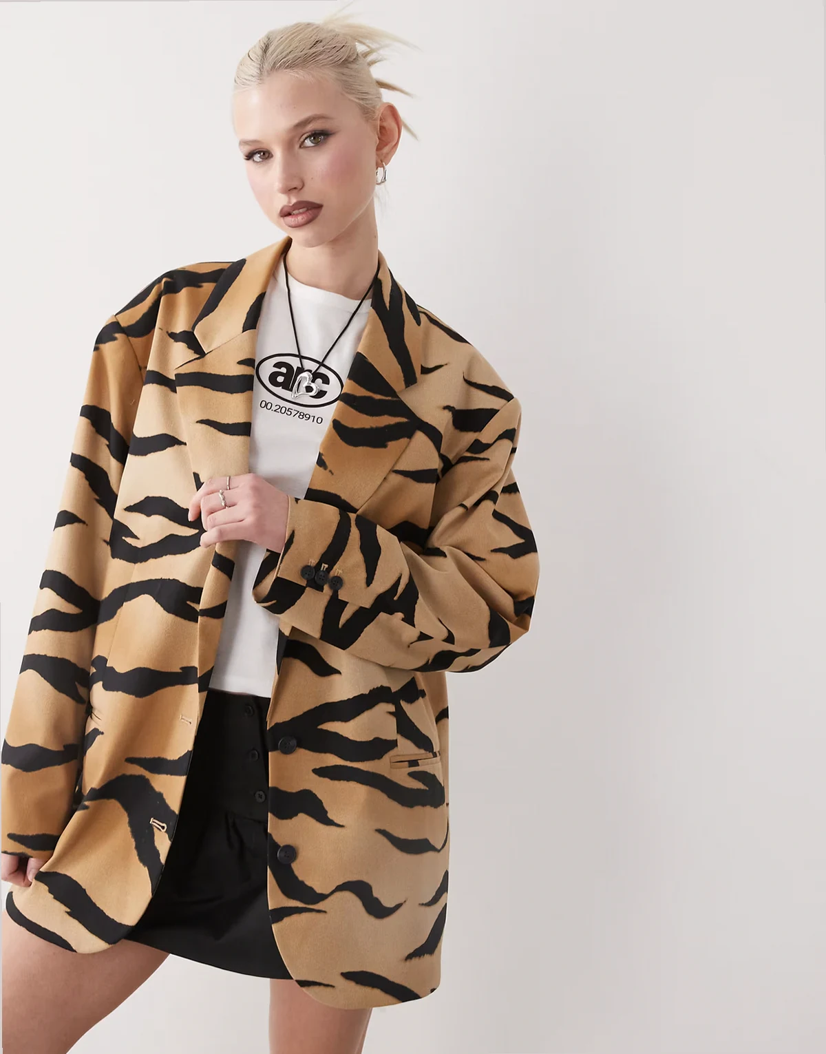 oversized blazer in tiger print