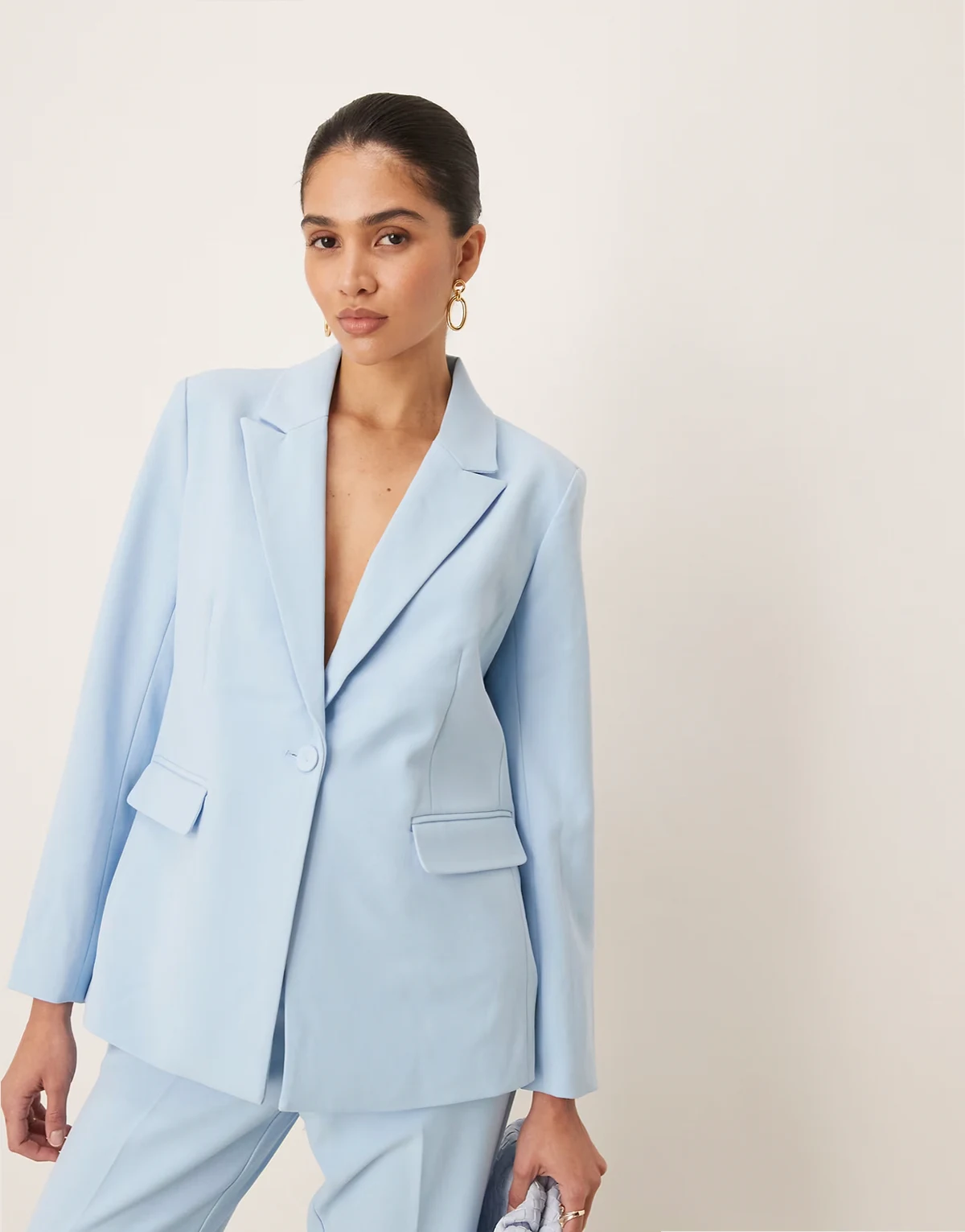oversized tailored blazer in sky blue - part of a set