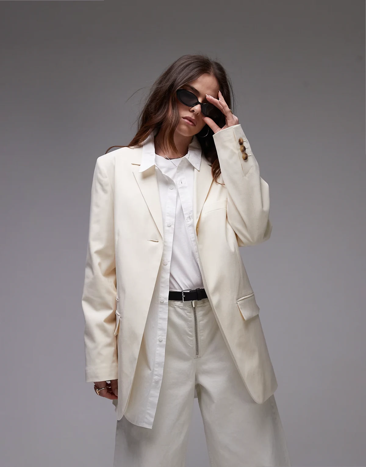 tonic high break tailored blazer in cream