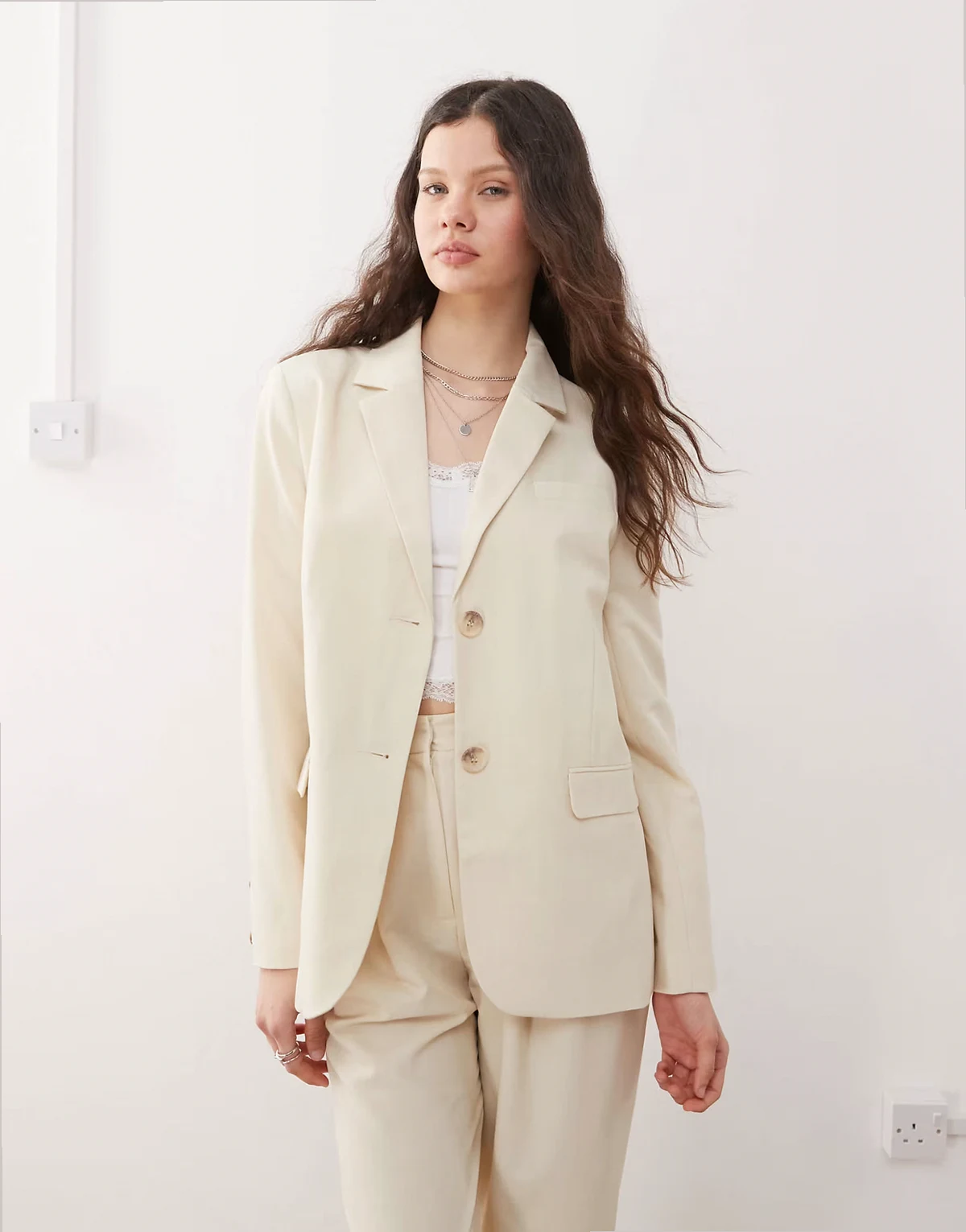 oversized essentials blazer in buttermilk