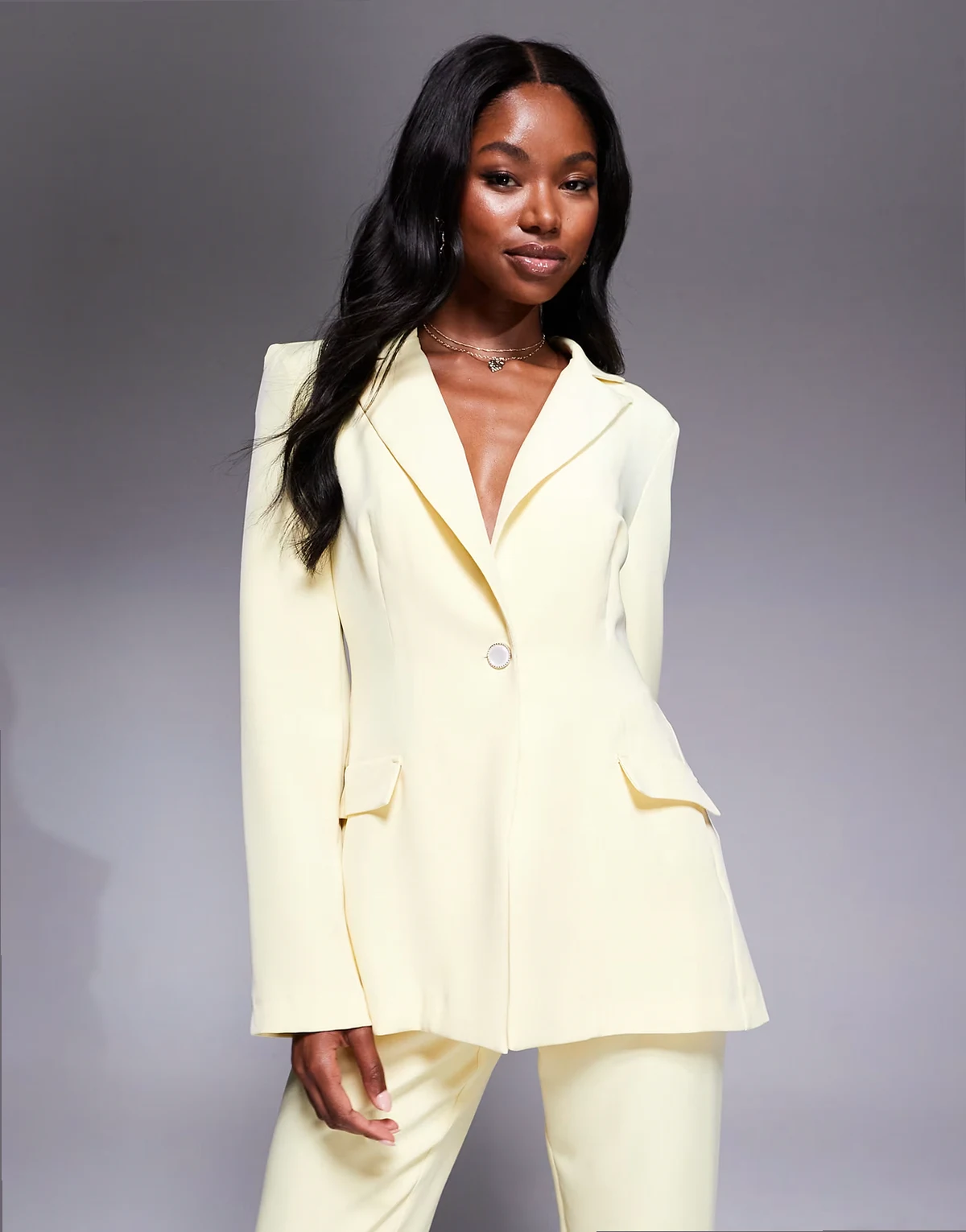 single breasted tailored suit blazer in buttermilk - part of a set