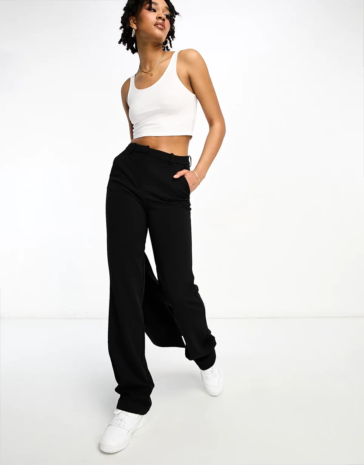 tailored cigarette pants in black - part of a set
