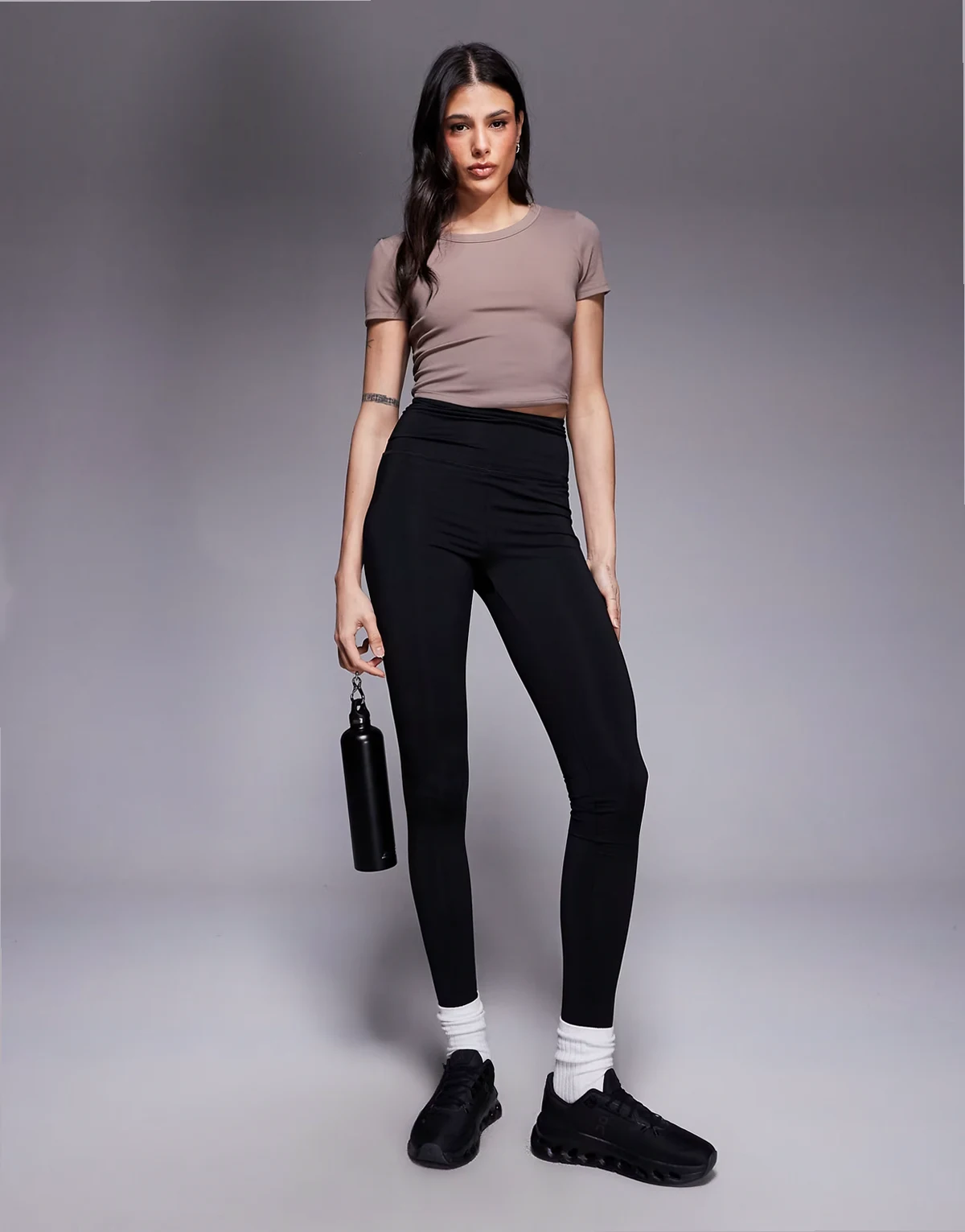 Tall Icon thermal high waist running leggings in black
