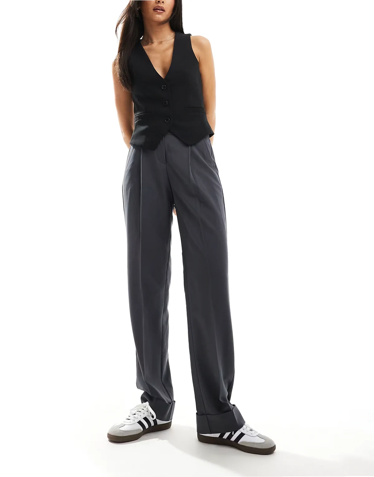 Mary high waisted tailored pants in gray