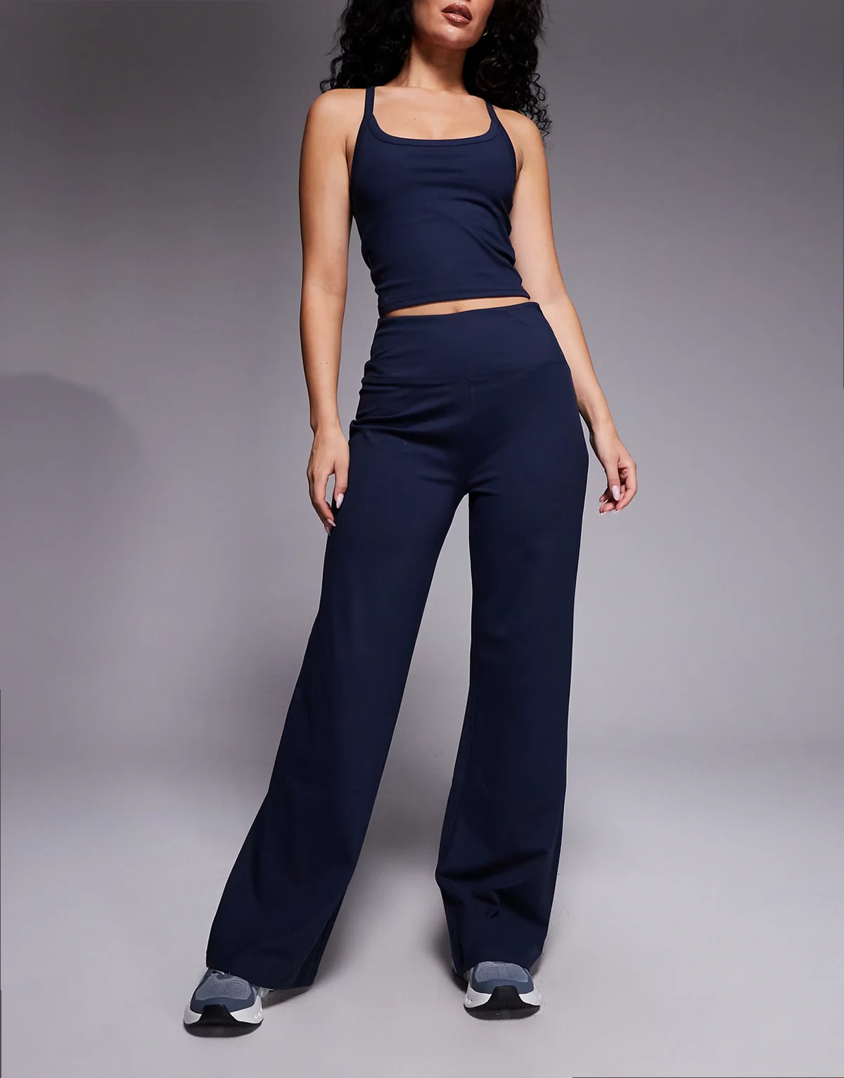 Hourglass Icon soft touch high waist wide leg dance pants in midnight navy