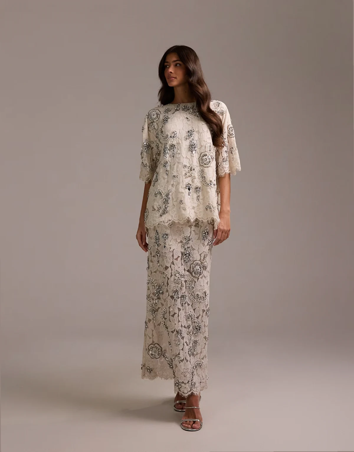 Bridal – Koronkowa spódnica maxi ze zdobieniami