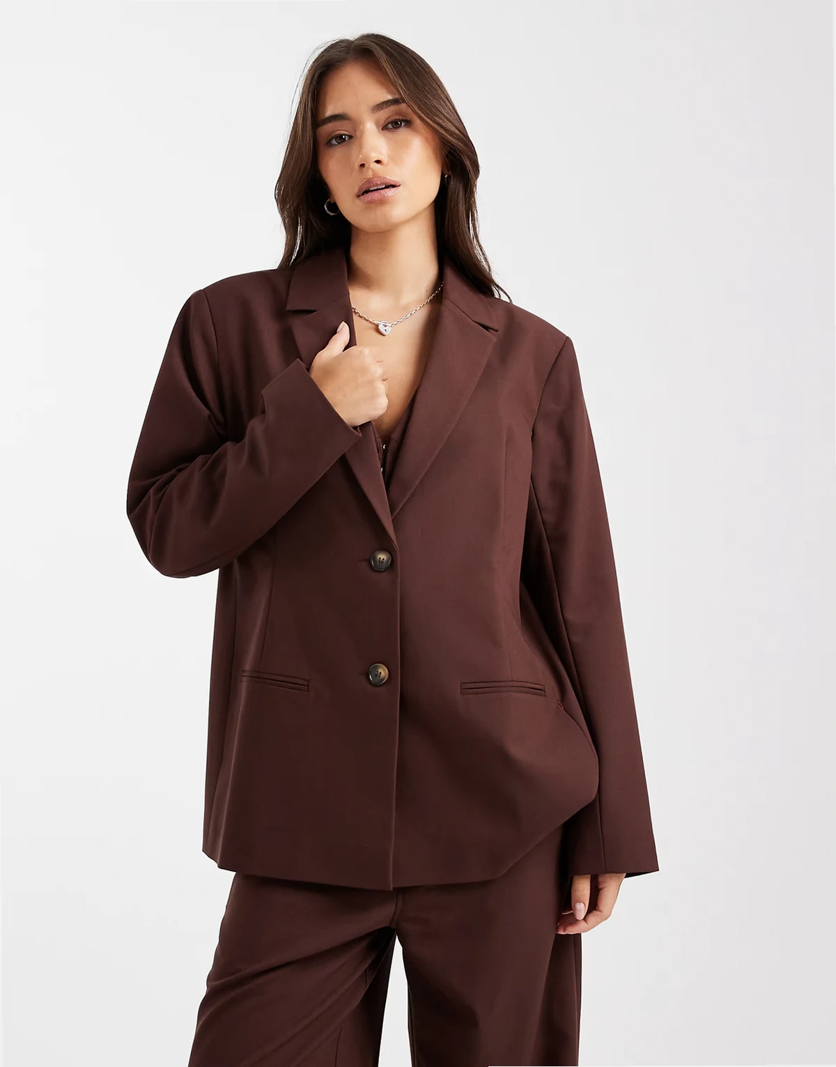 tailored oversized blazer in chocolate