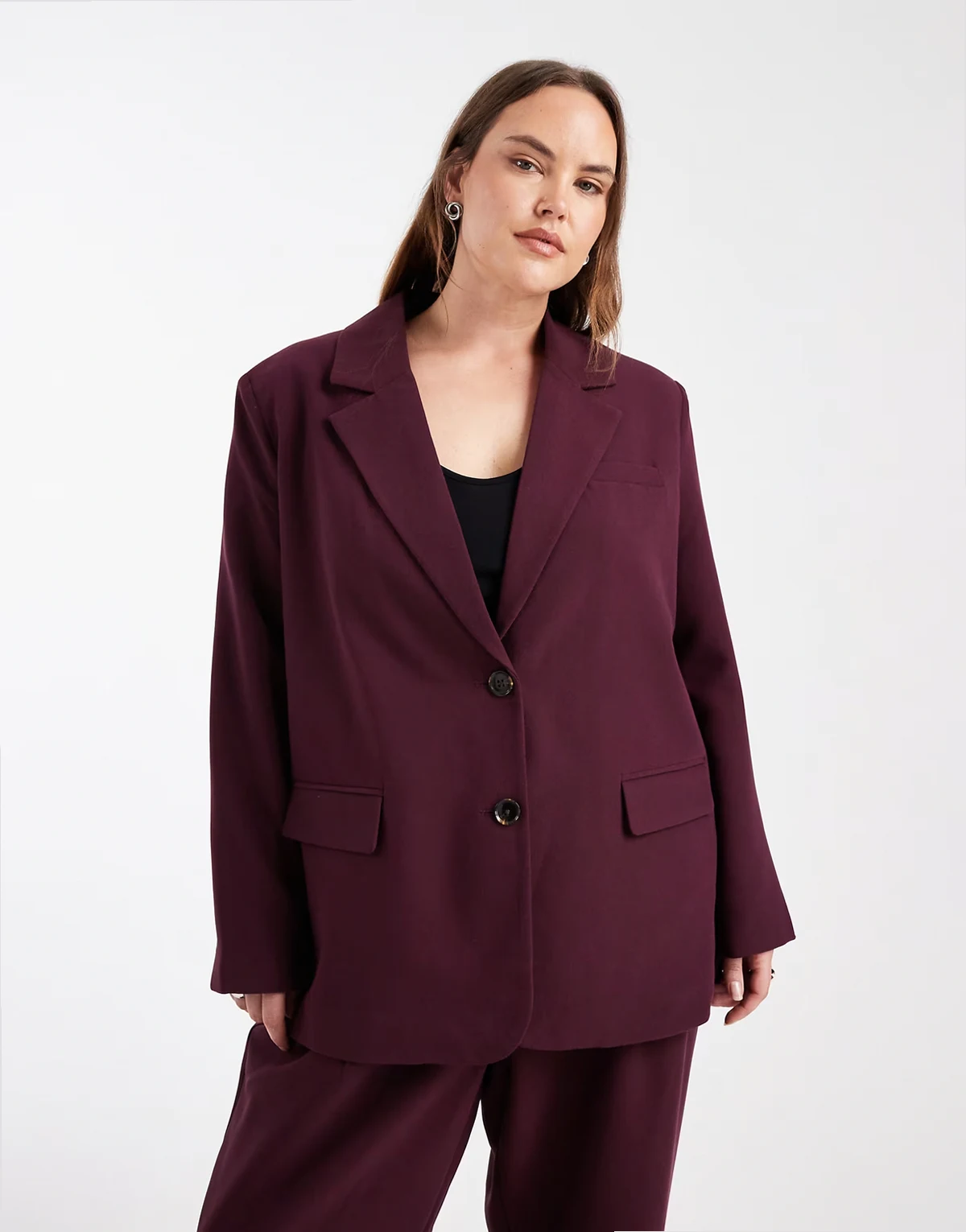 oversized fit blazer in burgundy - part of a set
