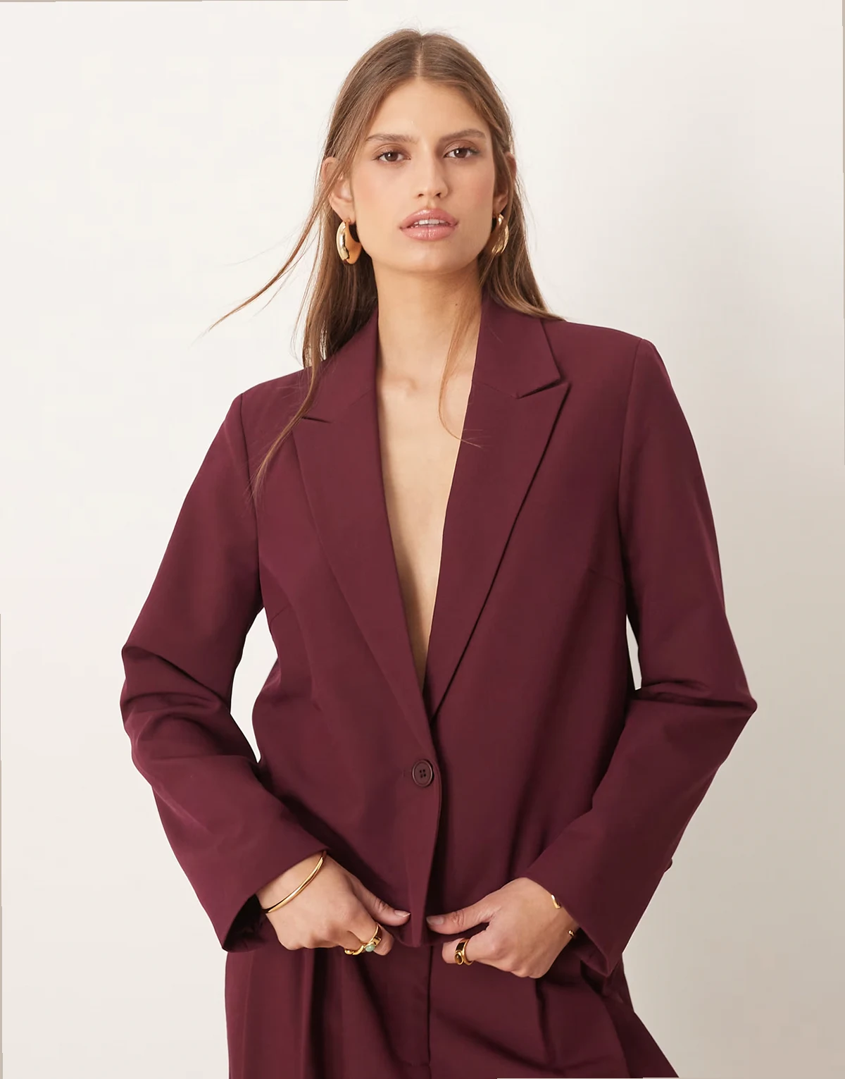 tailored short blazer in burgundy - part of a set