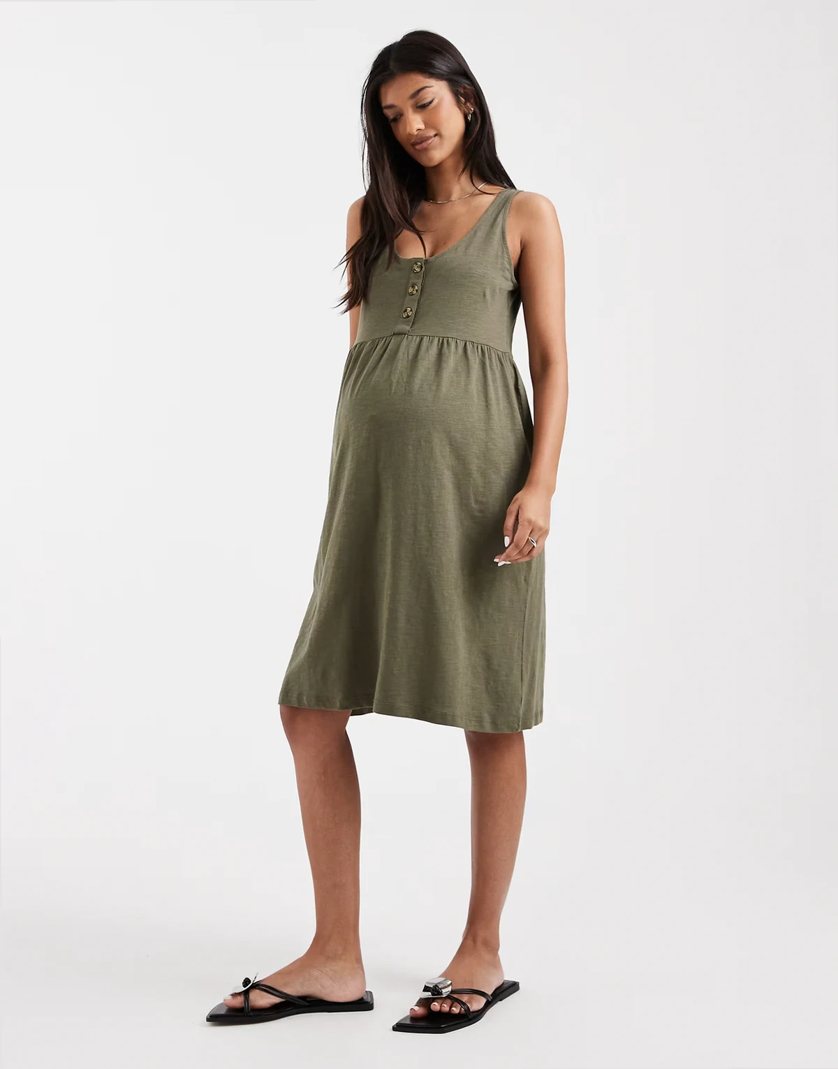 Mamalicious Maternity – Zapinana na guziki, letnia sukienka mini z funkcją karmienia