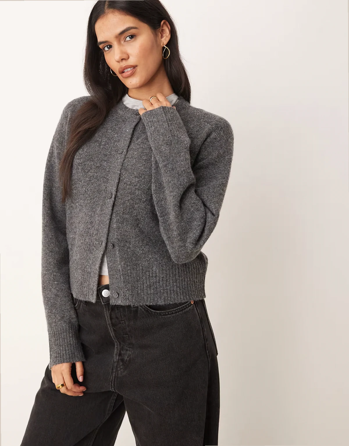 cardigan in dark gray