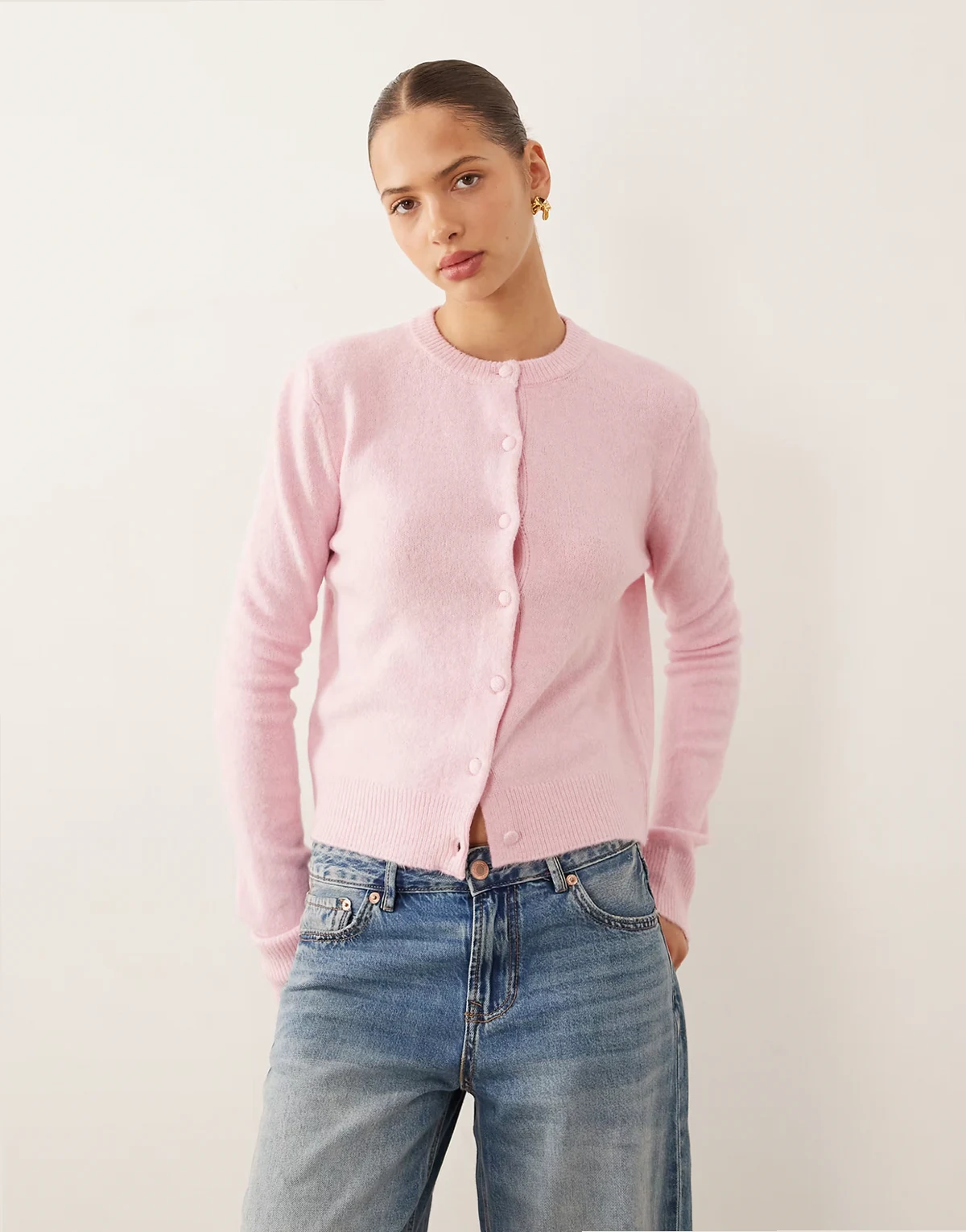 – Strickjacke aus kompaktem Strick in Hellrosa