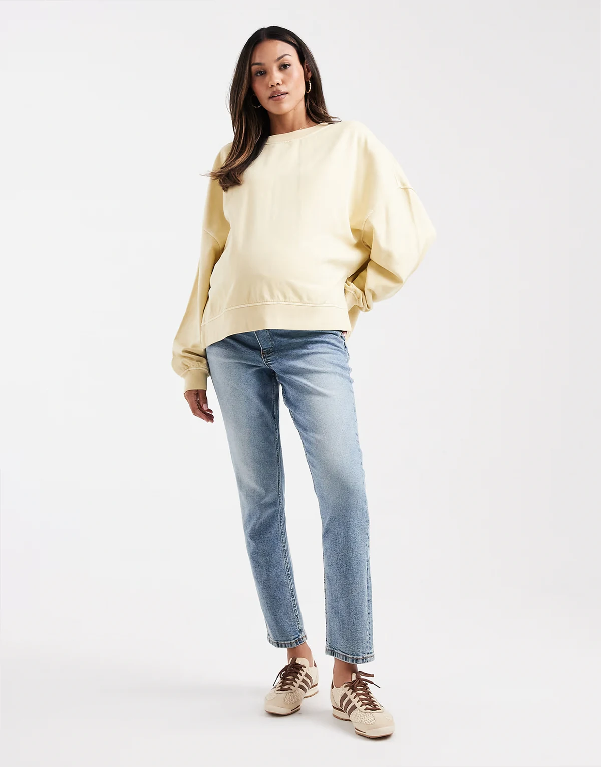 ASOS DESIGN Maternity slim fit comfort jeans in mid blue