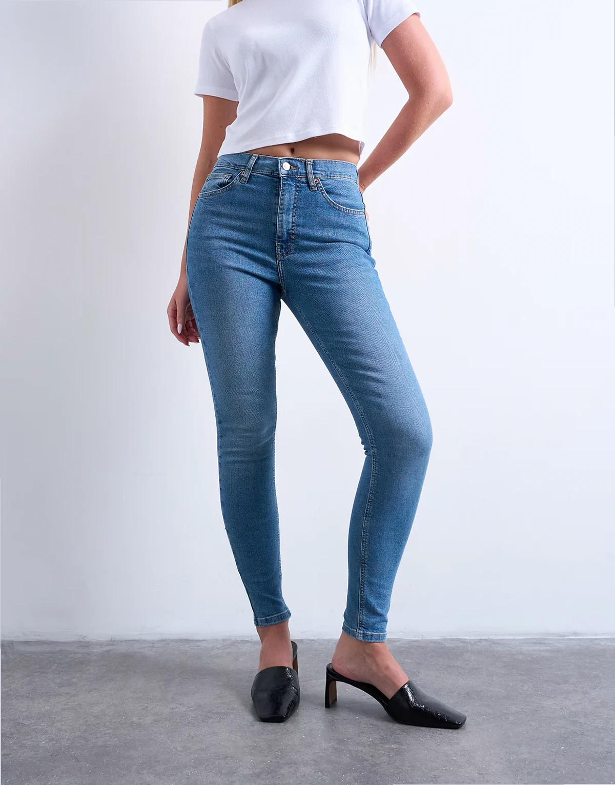 Jamie high rise skinny jeans in mid blue