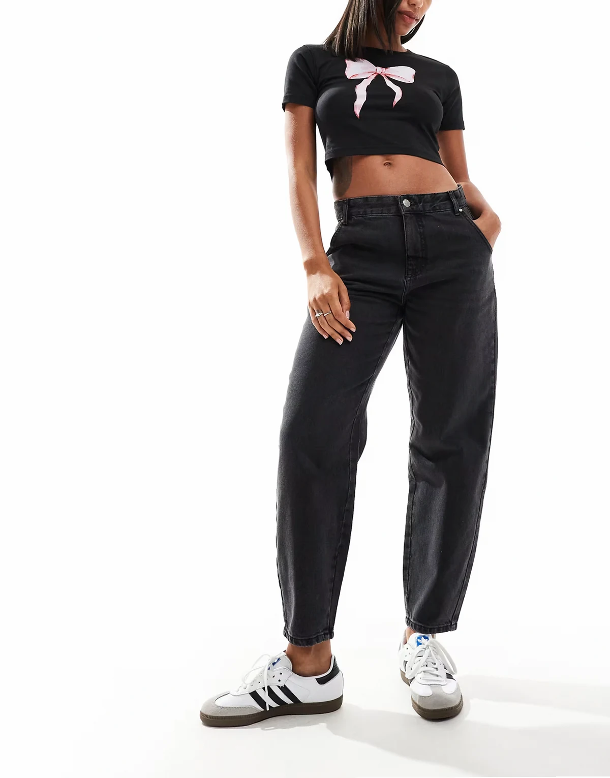 – Troy – Karottenjeans in Schwarz mit hoher Taille