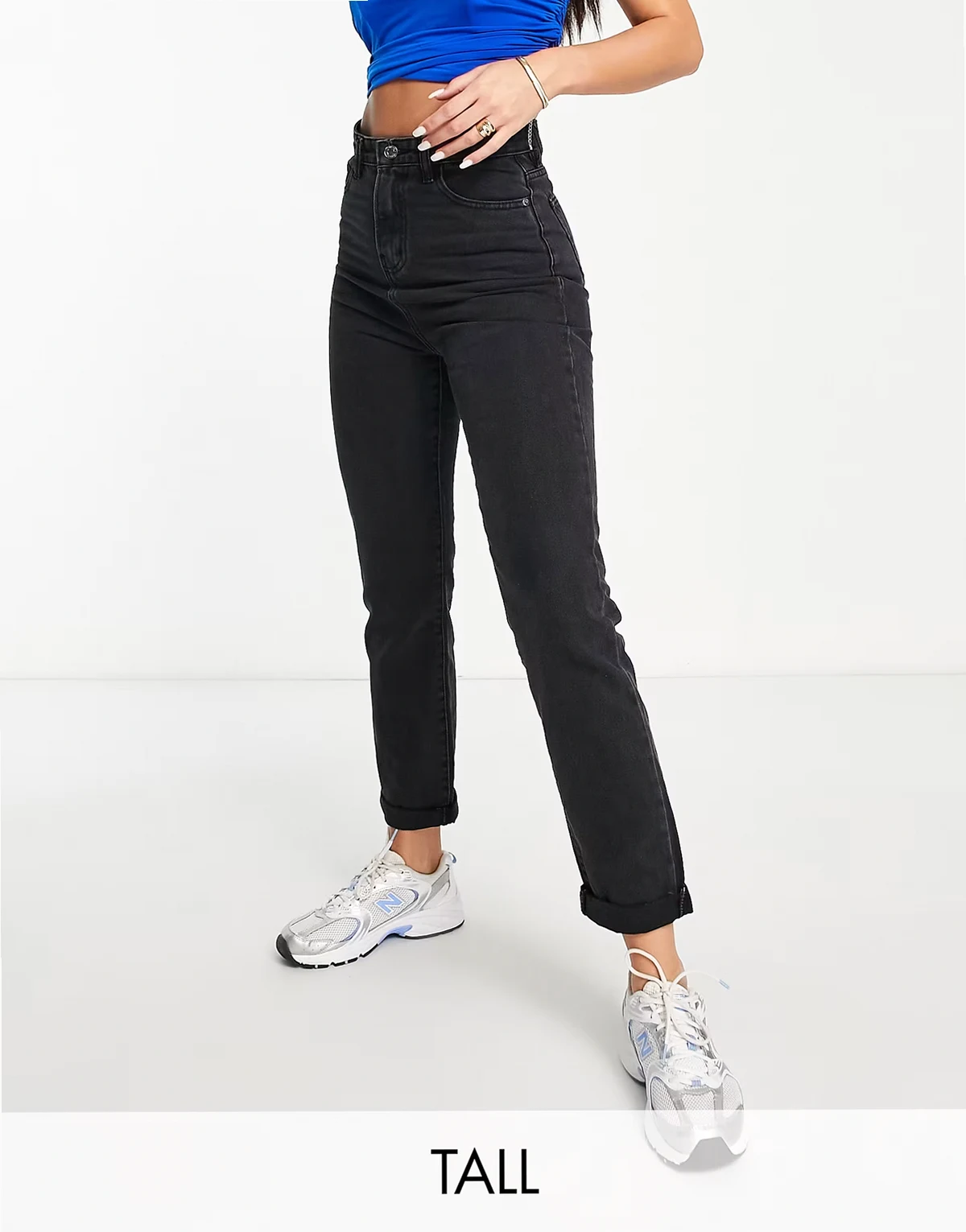 DTT Tall – Lou – Czarne mom jeans w stylu vintage