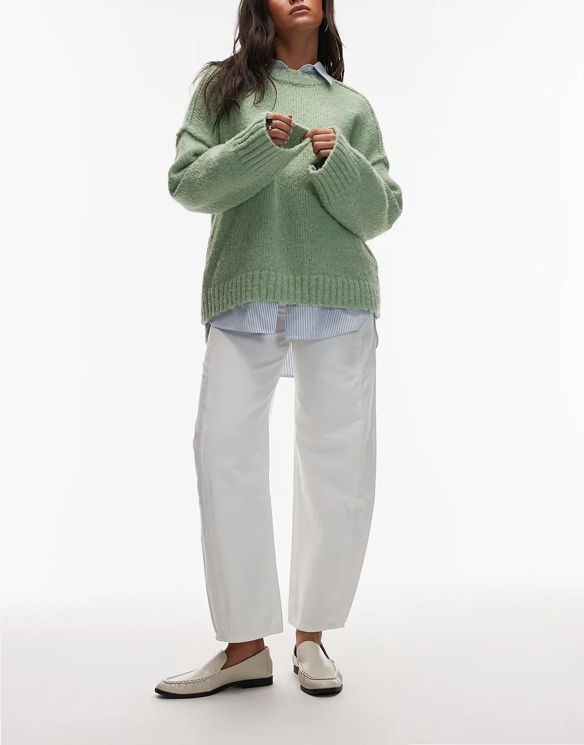 – Bloom – Barrel Leg Jeans in Winterweiß mit Cropped-Länge