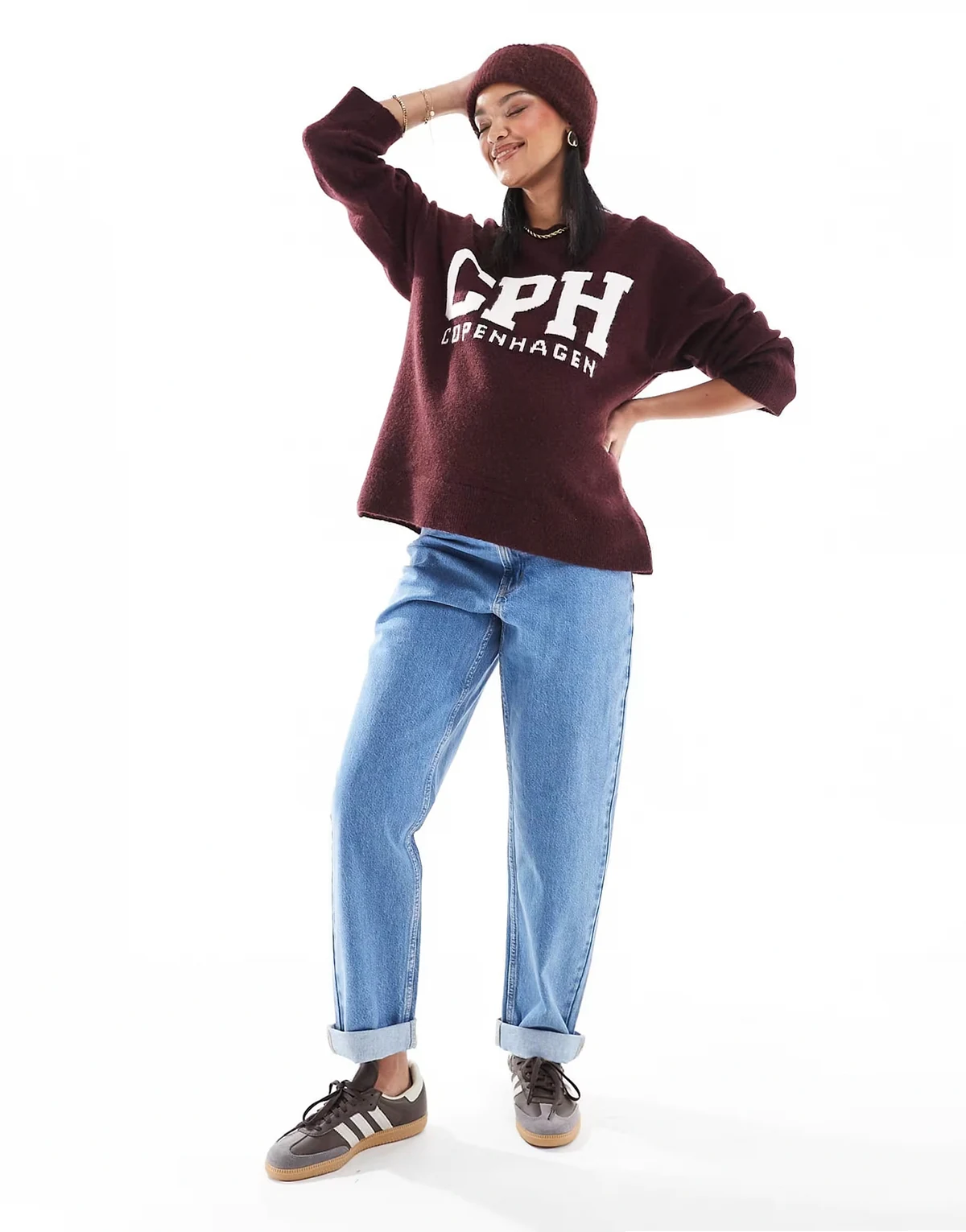 ASOS DESIGN Maternity high rise relaxed mom jeans in clean blue