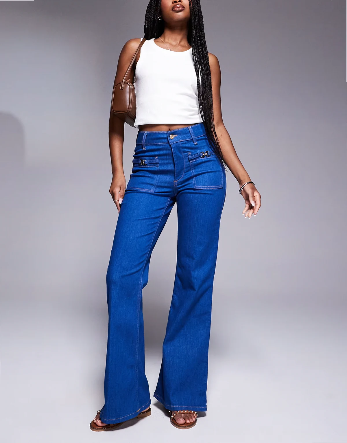 relaxed flare jeans in bright blue