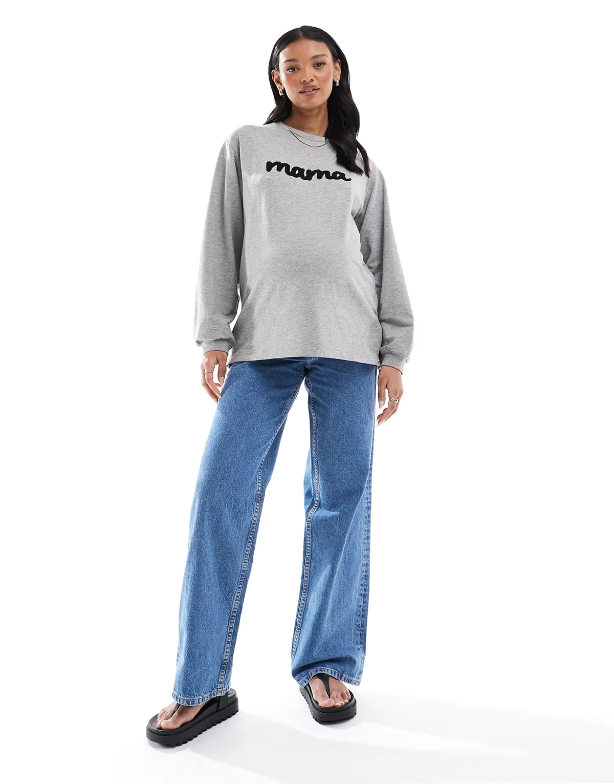 ASOS DESIGN Maternity wide leg dad jeans in clean blue