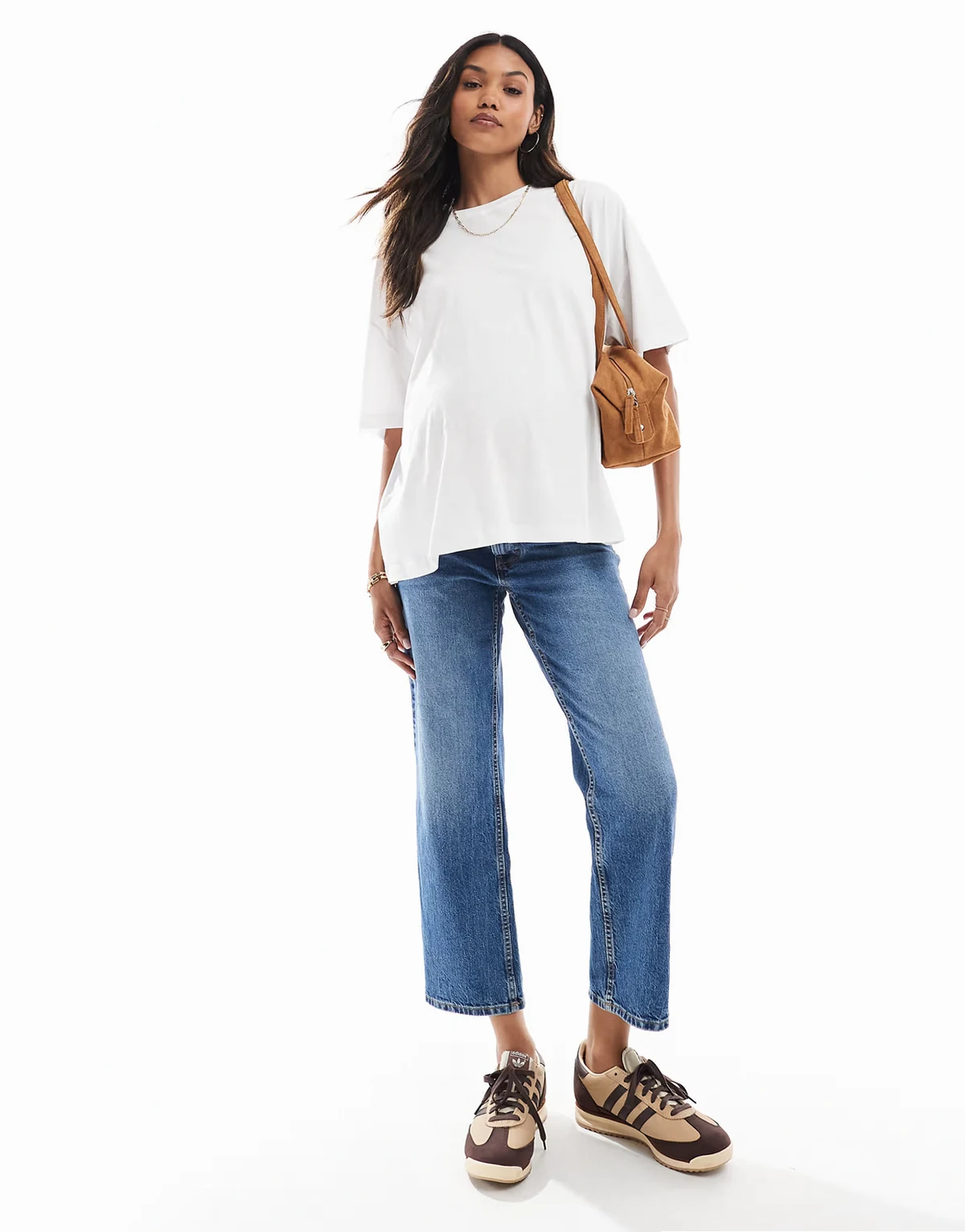 ASOS DESIGN Maternity comfort stretch straight leg jeans in authentic mid blue