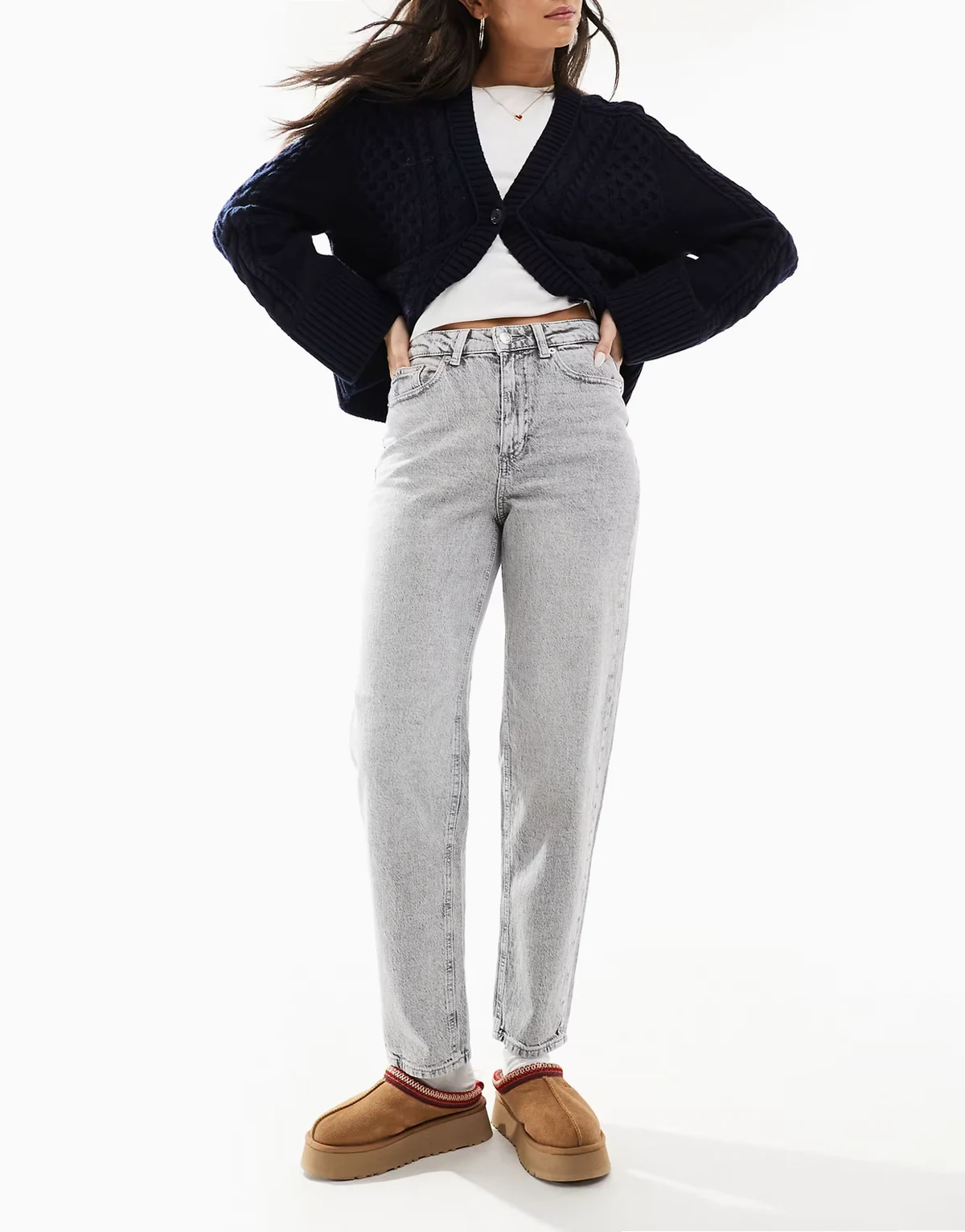 – Tessa – Mom-Jeans aus Denim in Hellgrau
