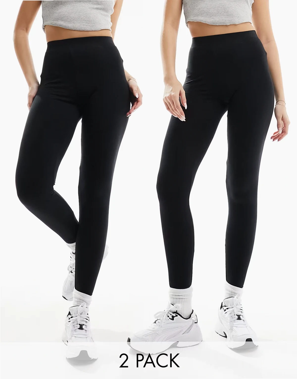– 2er-Pack Leggings in schwarz